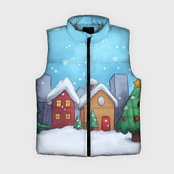 Женский жилет Домики новогодние, цвет: 3D-светло-серый