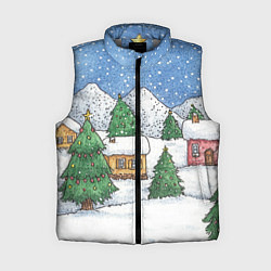 Женский жилет Домики и елки - новый год, цвет: 3D-светло-серый