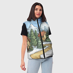 Женский жилет Новогодний пейзаж, цвет: 3D-светло-серый — фото 2