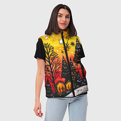 Женский жилет Елочки на фоне оранжевого неба, цвет: 3D-светло-серый — фото 2