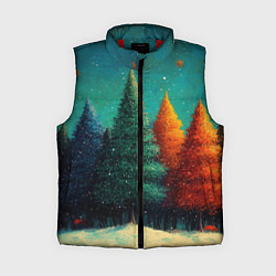 Женский жилет Разноцветные елочки, цвет: 3D-красный