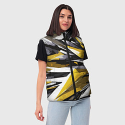 Женский жилет Чёрно-жёлто-белая абстракция, цвет: 3D-красный — фото 2