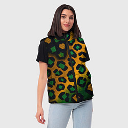 Женский жилет Зеленые и золотые пятна леопарда, цвет: 3D-светло-серый — фото 2