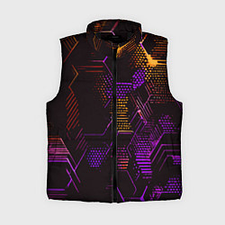 Женский жилет Жёлто-фиолетовые точки и линии на чёрном фоне