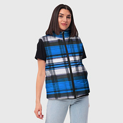 Женский жилет Сине-белая ткань в клетку, цвет: 3D-черный — фото 2