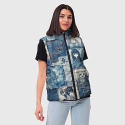 Женский жилет Персонажи аниме на пэчворк, цвет: 3D-красный — фото 2