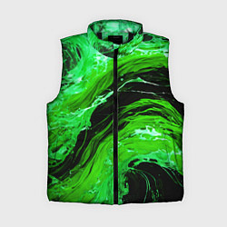 Женский жилет Зелёные брызги на чёрном фоне