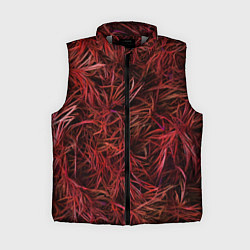 Женский жилет Красная трава на чёрном фоне
