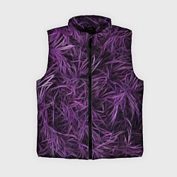 Женский жилет Фиолетовая трава на чёрном фоне