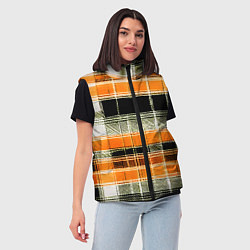 Женский жилет Белые полосы на чёрно-жёлтом фоне, цвет: 3D-красный — фото 2