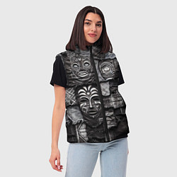 Женский жилет Пэчворк с африканскими масками, цвет: 3D-светло-серый — фото 2