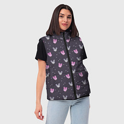 Женский жилет Голуби и семечки на темном, цвет: 3D-черный — фото 2