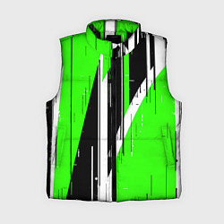 Женский жилет Чёрно-белые вертикальные полосы на зелёном фоне