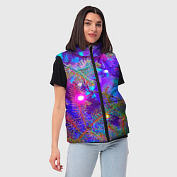 Женский жилет Новогоднее свечение гирлянд, цвет: 3D-черный — фото 2