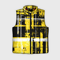Женский жилет Жёлто-белый гранж на чёрном фоне
