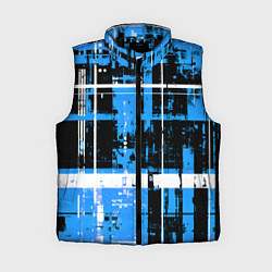 Женский жилет Сине-белый гранж на чёрном фоне