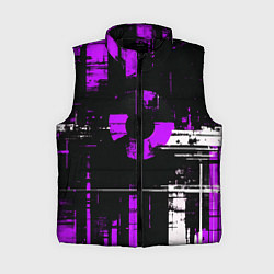 Женский жилет Фиолетово-белый гранж на чёрном фоне