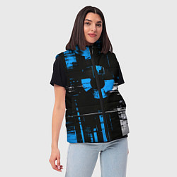 Женский жилет Сине-белый гранж на чёрном фоне, цвет: 3D-красный — фото 2