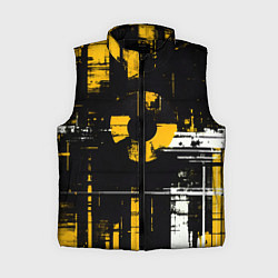 Женский жилет Жёлто-белый гранж на чёрном фоне