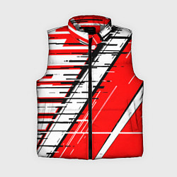 Женский жилет Чёрно-белые глитч полосы на красном фоне