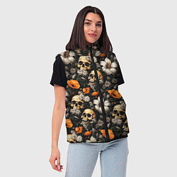 Женский жилет Маки и черепа, цвет: 3D-черный — фото 2