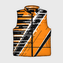 Женский жилет Чёрно-белые глитч полосы на оранжевом фоне