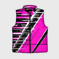 Женский жилет Чёрно-белые глитч полосы на розовом фоне