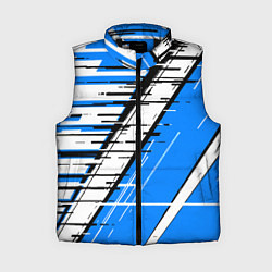 Женский жилет Чёрно-белые глитч полосы на синем фоне