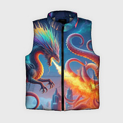 Женский жилет Огнедышащий дракон против осьминога - нейроарт фан