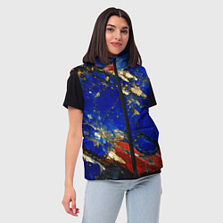 Женский жилет Золотой и красный минерал в синем камне, цвет: 3D-красный — фото 2