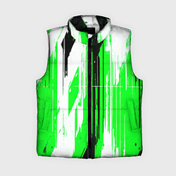Женский жилет Вертикальные чёрно-белые линии на зелёном фоне, цвет: 3D-черный