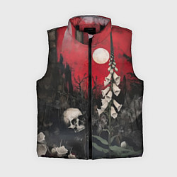 Женский жилет Череп с цветами на фоне замка - нейросеть, цвет: 3D-черный