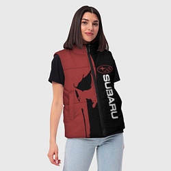 Женский жилет Subaru и череп, цвет: 3D-светло-серый — фото 2