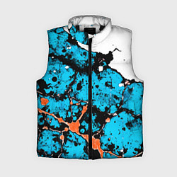Женский жилет Оранжево-голубая абстракция на белом фоне, цвет: 3D-черный