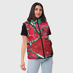 Женский жилет Зеленый минерал в красном камне, цвет: 3D-черный — фото 2
