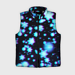 Женский жилет Неоновые снежинки глитч, цвет: 3D-светло-серый