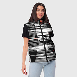 Женский жилет Горизонтальные чёрные линии на бело-красном фоне, цвет: 3D-красный — фото 2