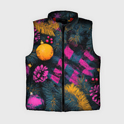 Женский жилет Новый год - фиолетовая краска, цвет: 3D-красный