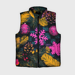Женский жилет Новый год и краски, цвет: 3D-черный