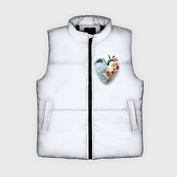 Женский жилет Сердце и ветка цветущая сакура с цветами