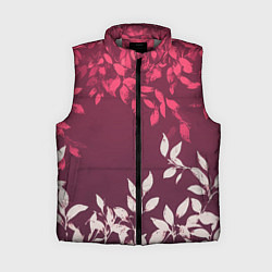 Женский жилет Листья на бордовом фоне - нейросеть, цвет: 3D-светло-серый