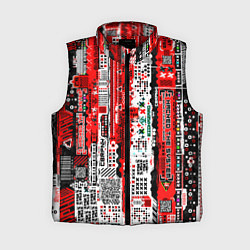 Женский жилет Киберпанк паттерн красный, цвет: 3D-красный