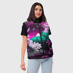 Женский жилет Горы японии природа, цвет: 3D-черный — фото 2