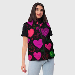 Женский жилет Сердечки на черном, цвет: 3D-светло-серый — фото 2