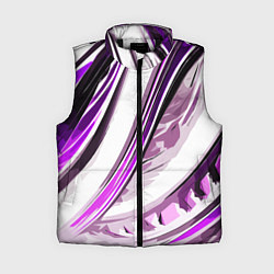 Женский жилет Волнистая бело-фиолетовая абстракция, цвет: 3D-черный