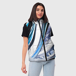 Женский жилет Волнистая бело-синяя абстракция, цвет: 3D-светло-серый — фото 2