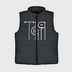 Женский жилет Таня вязью - белая надпись, цвет: 3D-черный