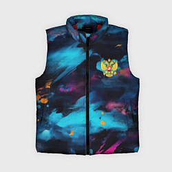 Женский жилет Герб РФ на текстурном камуфляже