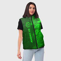 Женский жилет Among Us - green gradient по-вертикали, цвет: 3D-черный — фото 2