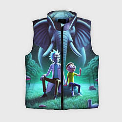 Женский жилет Рик и Морти - портрет на фоне слона, цвет: 3D-светло-серый